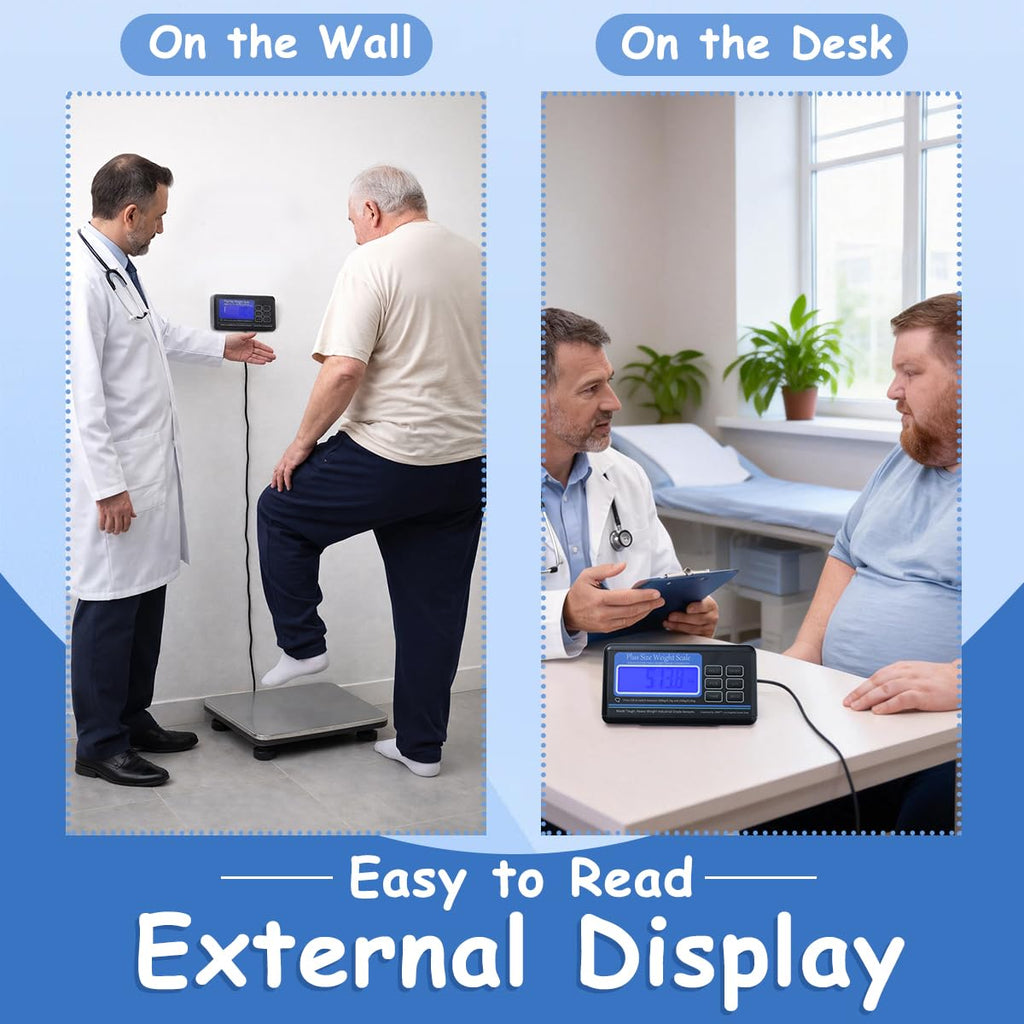 Urby Extra Wide Heavy Duty Scale for Body Weight, 300kg/660lb Capacity | Plus Size, Stainless Steel Large Platform, Home, Office, Hospital & Bariatric Use