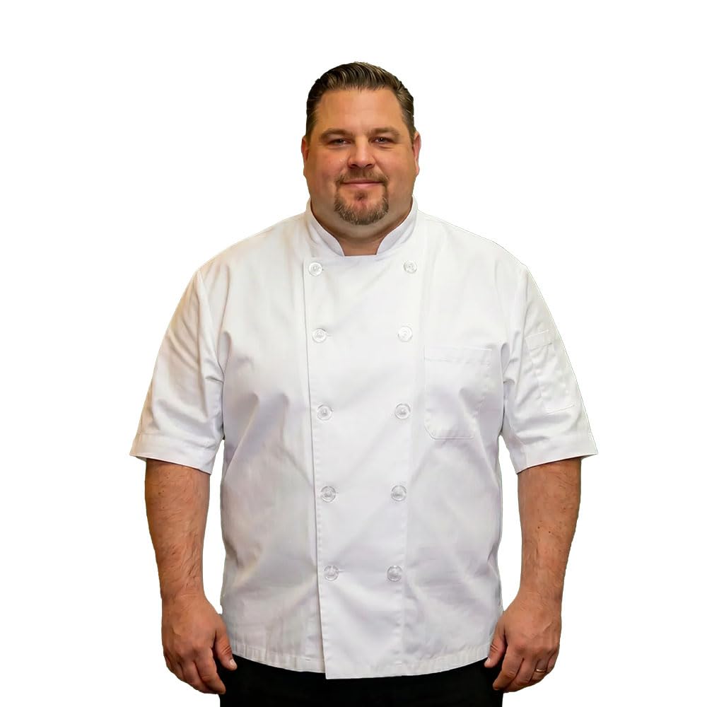 Plus Size Chef Coat Short Sleeve for Big and Tall Chef, Camisas de Chef Para Hombre Talla Grande, Big Size Only.