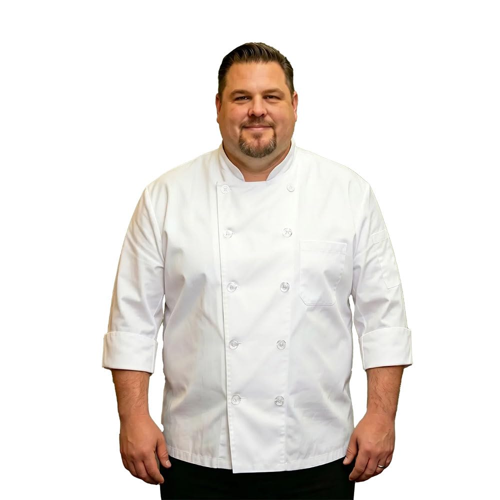 Plus Size Chef Coat Three-Quarter Sleeve for Big and Tall Chef, Camisas de Chef Para Hombre Talla Grande,Big Size Only.