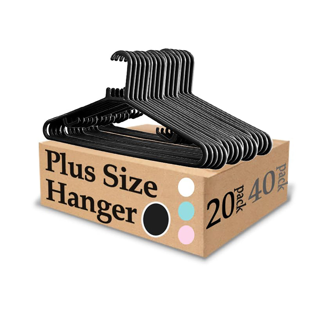 Urby Extra Wide Hangers for Plus Size Clothes, Plastic | Durable, Space-Saving, Ideal for Oversized XL & XXL Shirts, Coats & Dresses