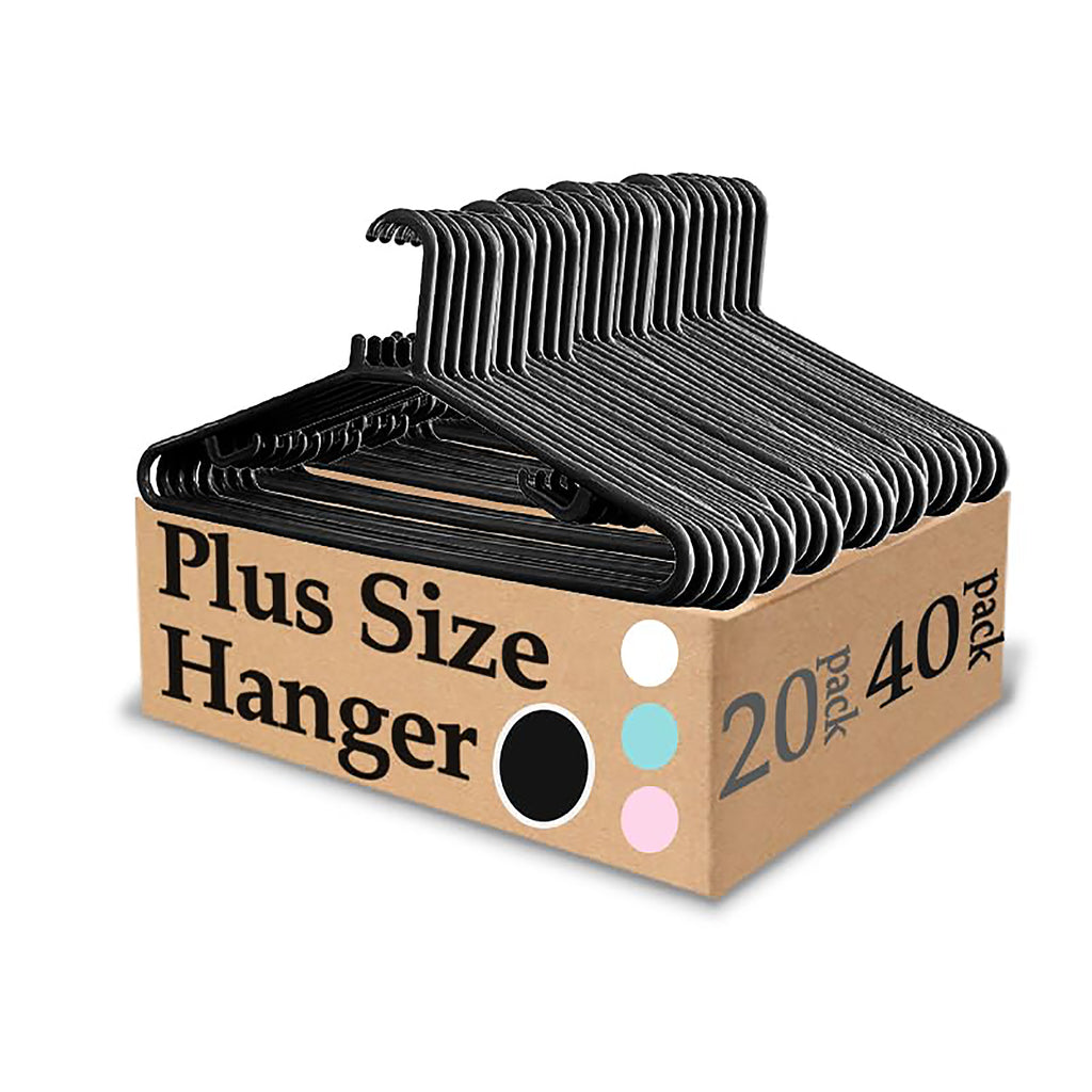 Urby Extra Wide Hangers for Plus Size Clothes, Plastic | Durable, Space-Saving, Ideal for Oversized XL & XXL Shirts, Coats & Dresses