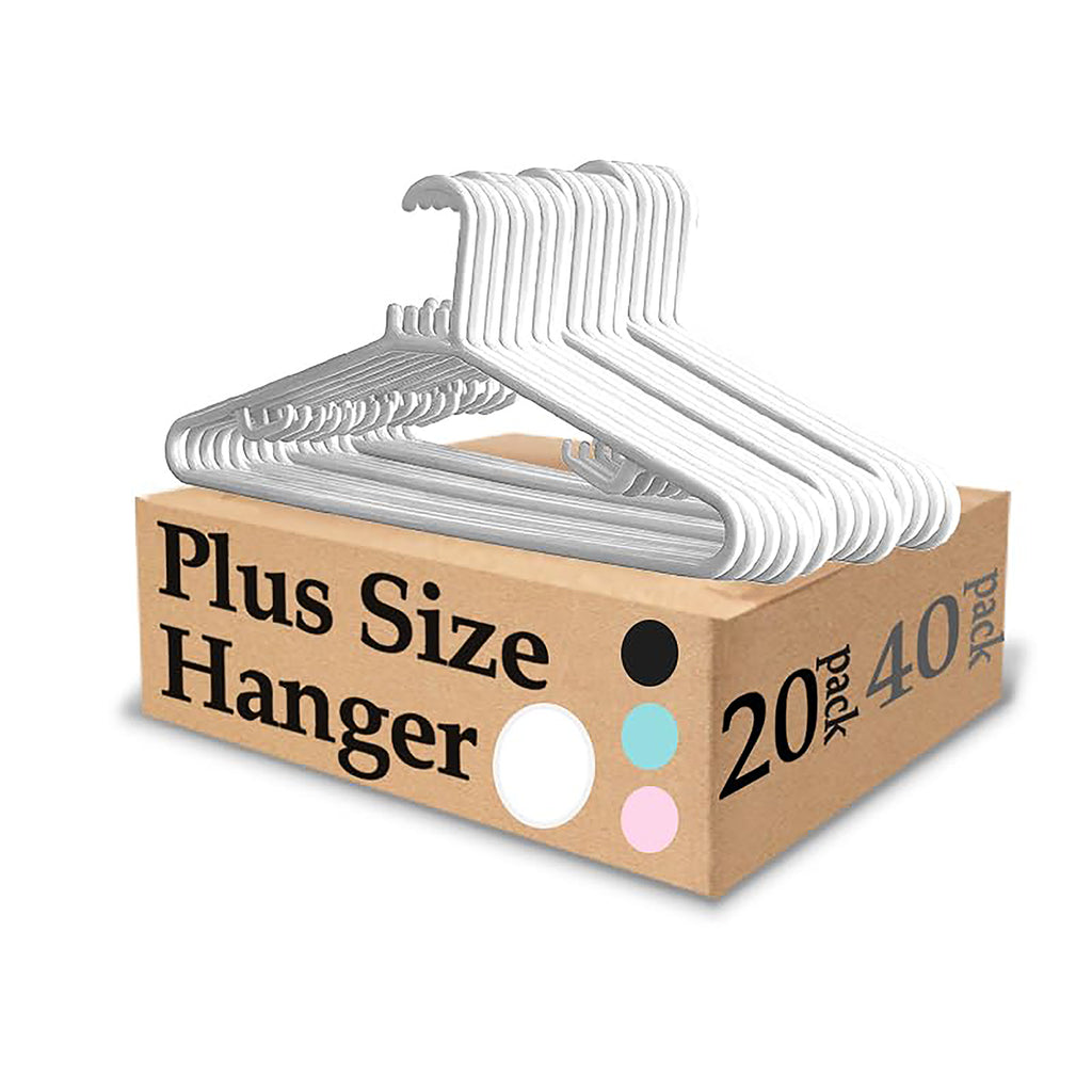 Urby Extra Wide Hangers for Plus Size Clothes, Plastic | Durable, Space-Saving, Ideal for Oversized XL & XXL Shirts, Coats & Dresses