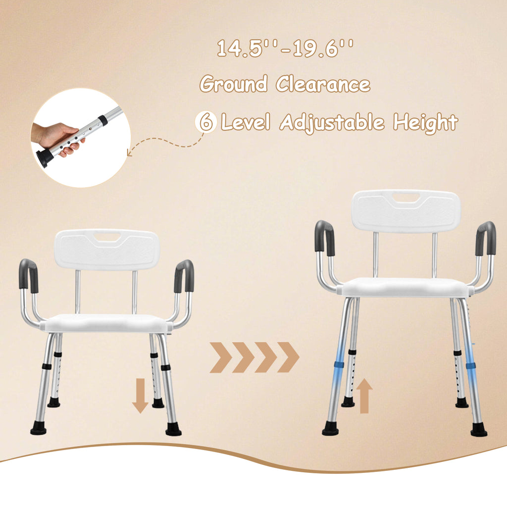 Plus Size Wide Shower Seats for Adults with Arms & Back.SQ | Semi Pre-Assembled, Bath Chairs for Seniors, or Big & Tall Person, 150kg Weight Capacity.