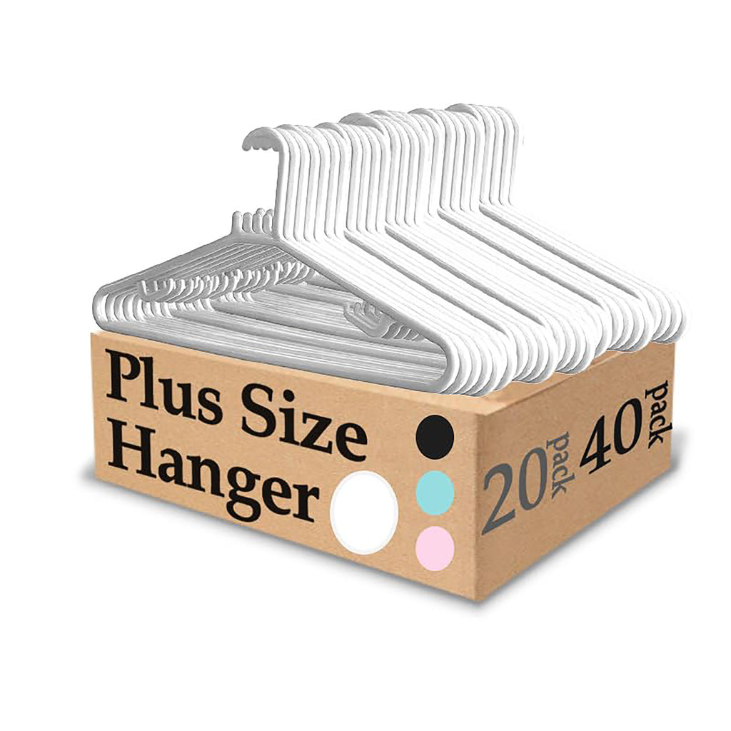 Urby Extra Wide Hangers for Plus Size Clothes, Plastic | Durable, Space-Saving, Ideal for Oversized XL & XXL Shirts, Coats & Dresses