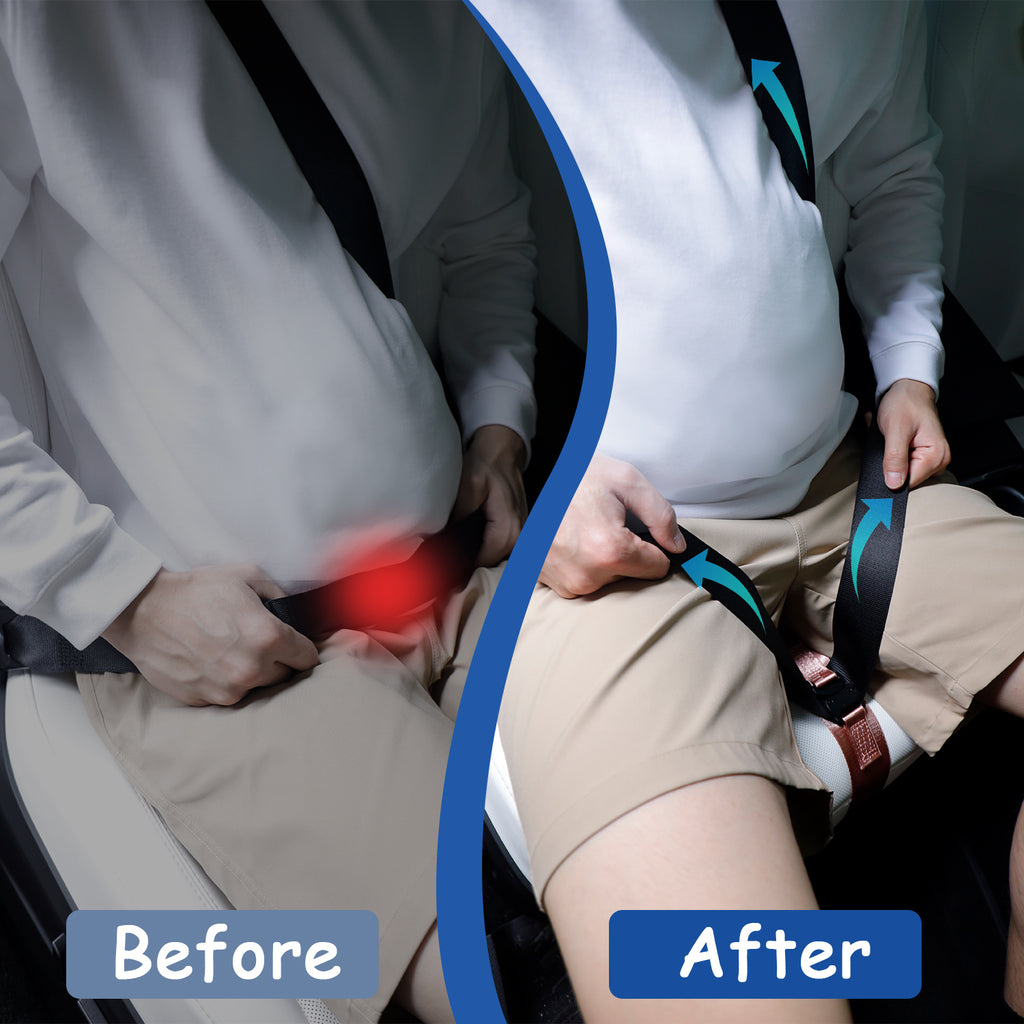Pregnancy Bump Strap Adjuster for Plus Size People, Belly Discomfort or To-Be Mother. Universal Fit & Tool Free Install.