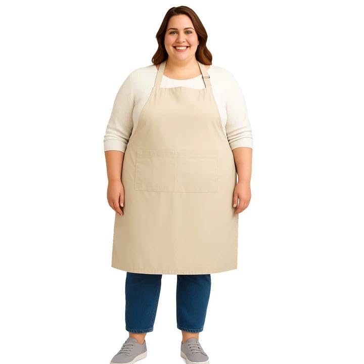 Urby Plus Size Water Repellent Cooking Apron, Fits Waist 38in+ | Full Coverage, Extra Large & Long, Two Large Front Pockets, for Women, Men, Big & Tall, Cooking & Baking.