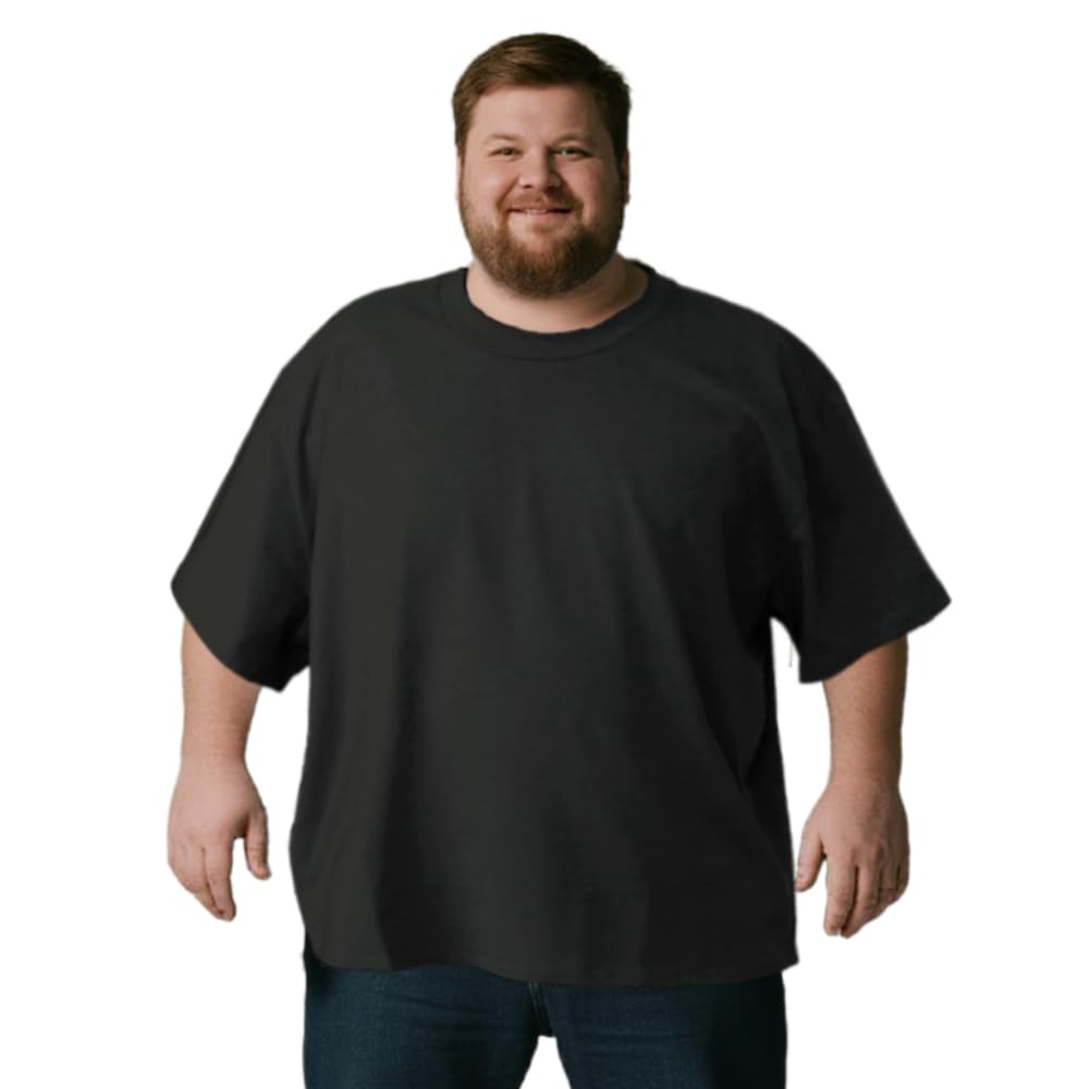 Plus Size Heavyweight T Shirt for Men Big and Tall - Stretch Cotton T-Shirt for Casual & Daily Wear. (Big Size Only)