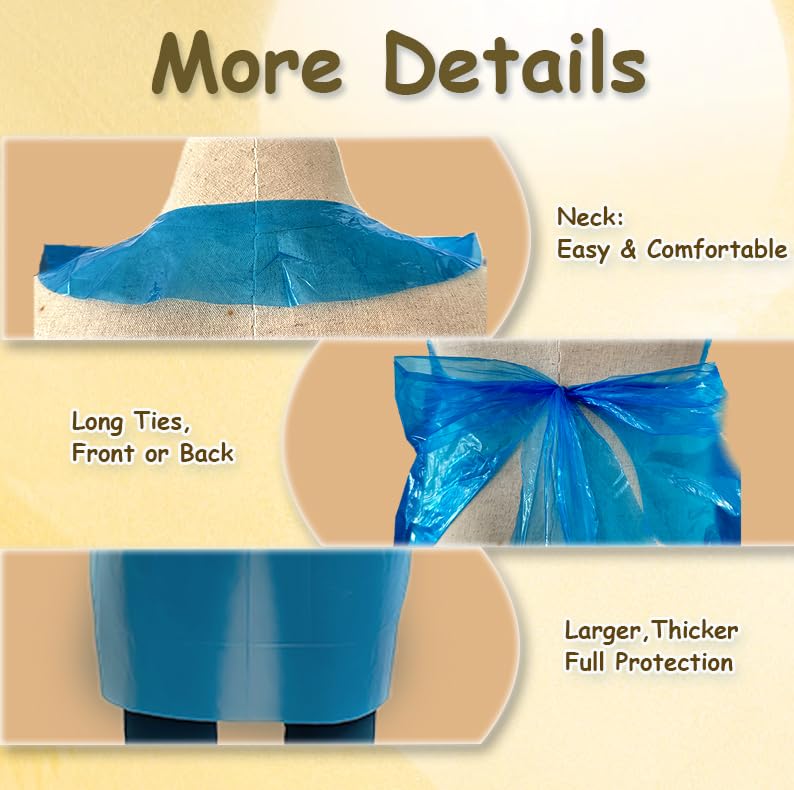 Urby Extra Large Disposable Aprons, Full Body Coverage | Plastic, Plus Size Disposable Aprons, Painting, Picnic Party, Medical Uses, Double the thickness, Long ties, Tear-resistant