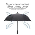 Urby Oversized Large Stick Umbrellas For Rain 2 People similar to Golf Umbrella | Automatic Open. Double Canopy Vented. Plus Size