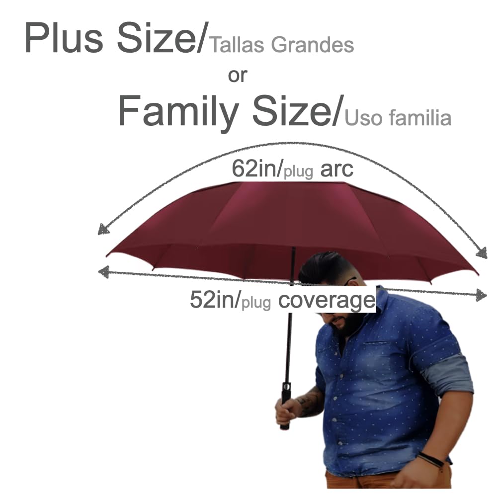 Urby Oversized Large Stick Umbrellas For Rain 2 People similar to Golf Umbrella | Automatic Open. Double Canopy Vented. Plus Size