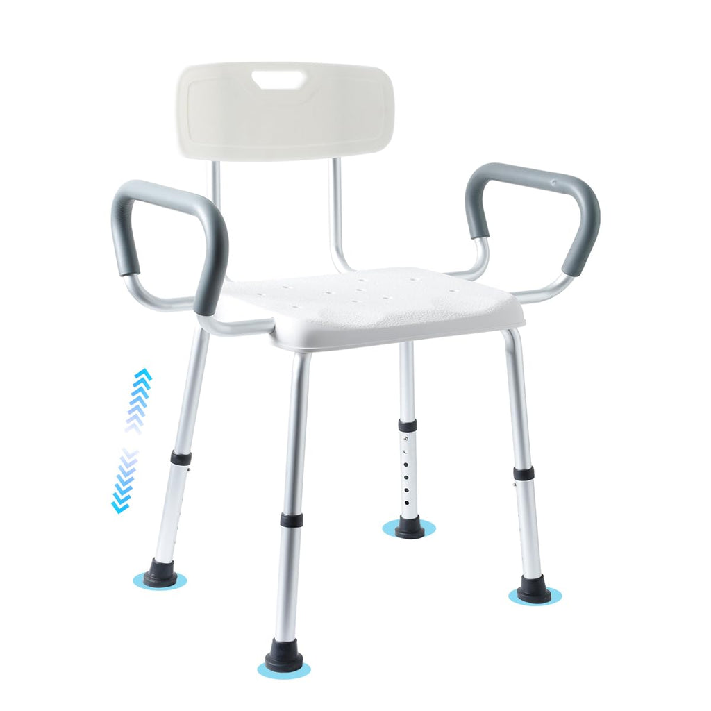 Plus Size Wide Shower Seats for Adults with Arms & Back.SQ | Semi Pre-Assembled, Bath Chairs for Seniors, or Big & Tall Person, 150kg Weight Capacity.