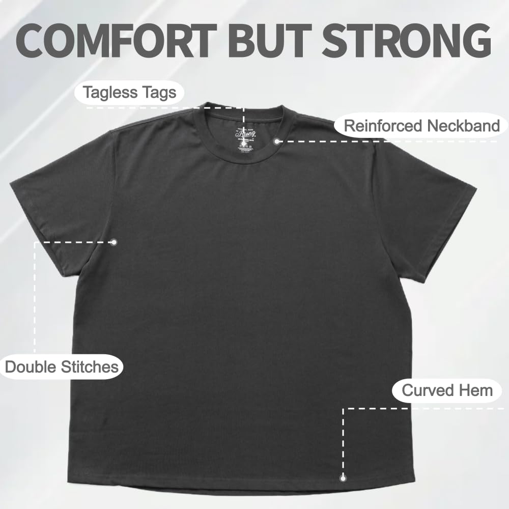 Plus Size Heavyweight T Shirt for Men Big and Tall - Stretch Cotton T-Shirt for Casual & Daily Wear. (Big Size Only)