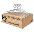 Urby Extra Wide Hangers for Plus Size Clothes, Steel | Stainless Steel, Silver, Sturdy & Durable, Ideal for Oversized XL & XXL Shirts, Coats & Dresses
