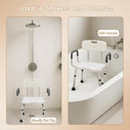 Plus Size Wide Shower Seats for Adults with Arms & Back.SQ | Semi Pre-Assembled, Bath Chairs for Seniors, or Big & Tall Person, 150kg Weight Capacity.