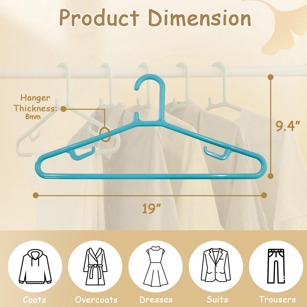 Urby Extra Wide Hangers for Plus Size Clothes, Plastic | Durable, Space-Saving, Ideal for Oversized XL & XXL Shirts, Coats & Dresses