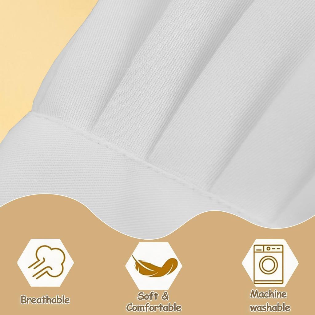 Extra Large Chefs Hat Similar To Hat Size XL, XXL, 7 1/2 or up | Great Comfort, Chefs With Larger or Bigger Head, Adjustable Elastic Band, For restaurants, food server cap, pubs