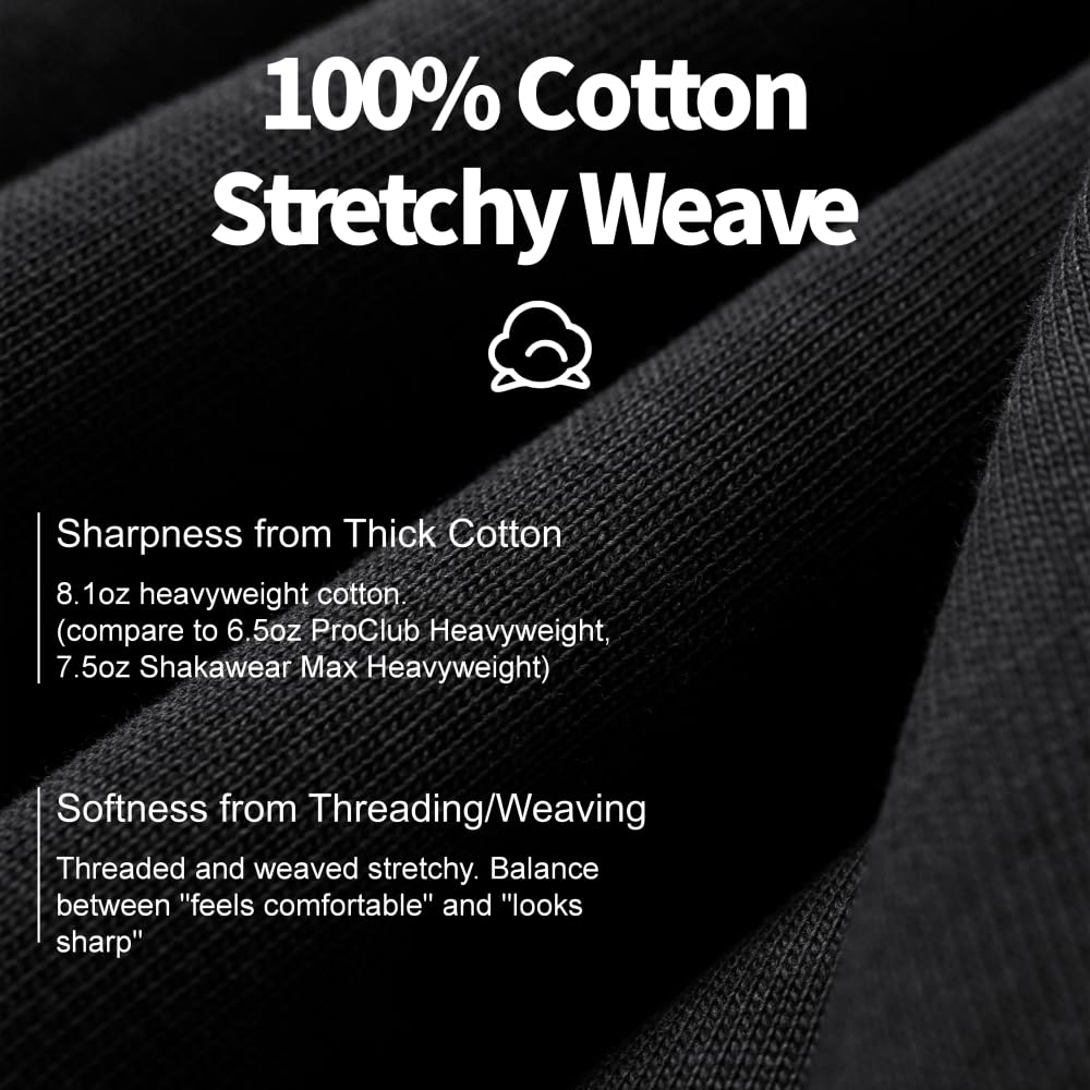 Plus Size Heavyweight T Shirt for Men Big and Tall - Stretch Cotton T-Shirt for Casual & Daily Wear. (Big Size Only)