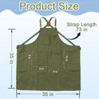 King Mills Plus Size Canvas Workshop Apron for Men, 3 Pockets | Plus Size Fit, Waterproof, Adjustable Strap, Hairstylist, Painting Smock for Adults, Large Pockets for Tools & Supplies