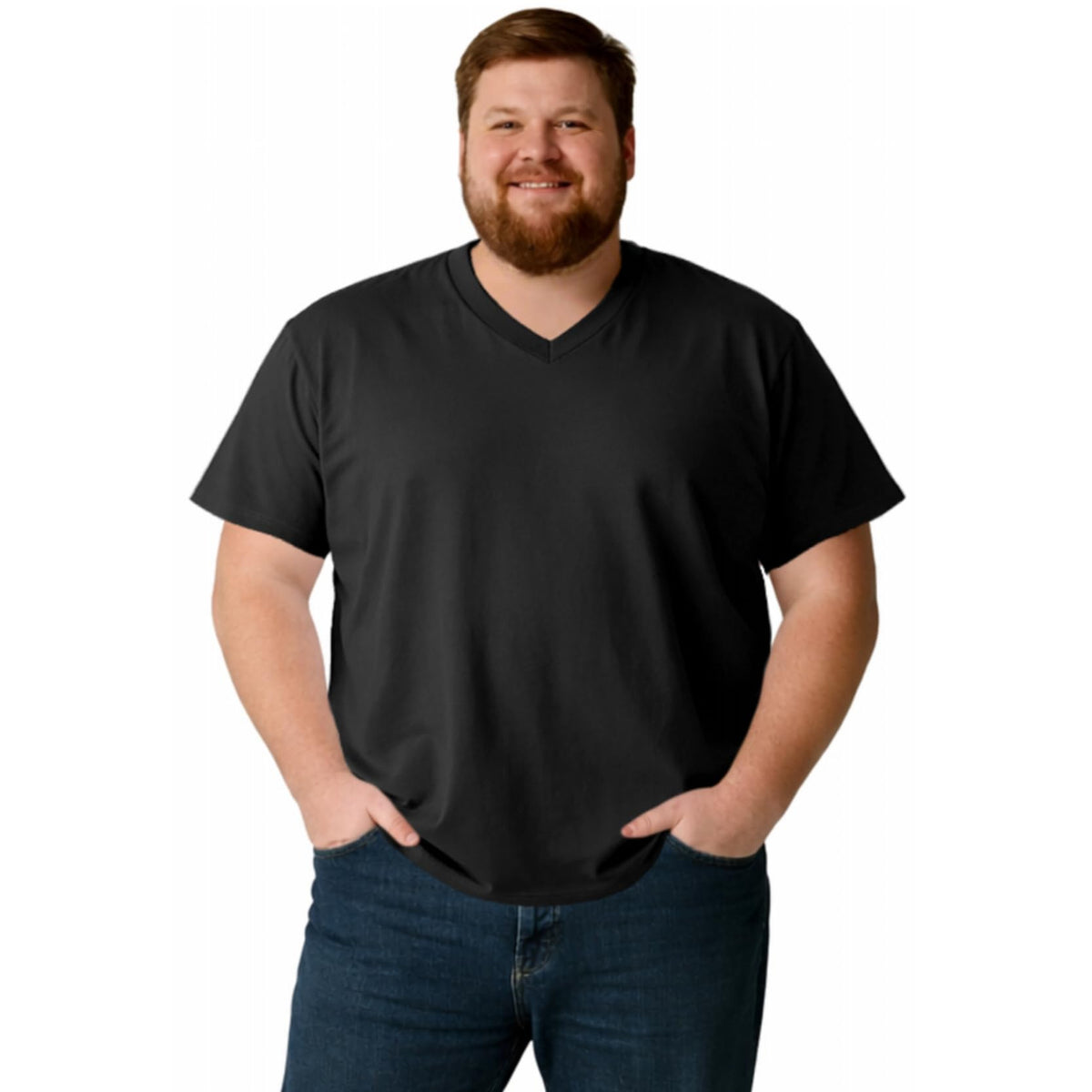 ATONG Plus Size Heavyweight V Neck T Shirt for Men Big and Tall - Stretch Cotton Big and Tall V Neck T Shirts