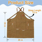 King Mills Plus Size Canvas Workshop Apron for Men, 3 Pockets | Plus Size Fit, Waterproof, Adjustable Strap, Hairstylist, Painting Smock for Adults, Large Pockets for Tools & Supplies