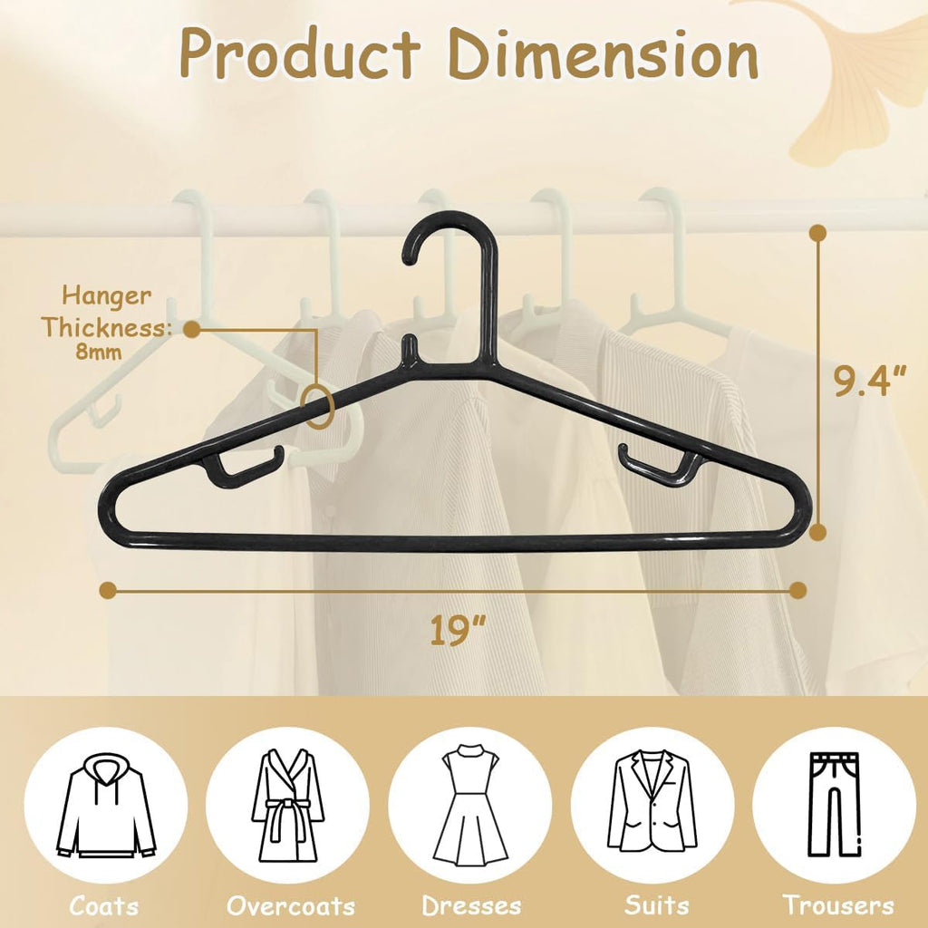 Urby Extra Wide Hangers for Plus Size Clothes, Plastic | Durable, Space-Saving, Ideal for Oversized XL & XXL Shirts, Coats & Dresses