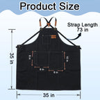 King Mills Plus Size Canvas Workshop Apron for Men, 3 Pockets | Plus Size Fit, Waterproof, Adjustable Strap, Hairstylist, Painting Smock for Adults, Large Pockets for Tools & Supplies