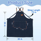 King Mills Plus Size Canvas Workshop Apron for Men, 3 Pockets | Plus Size Fit, Waterproof, Adjustable Strap, Hairstylist, Painting Smock for Adults, Large Pockets for Tools & Supplies