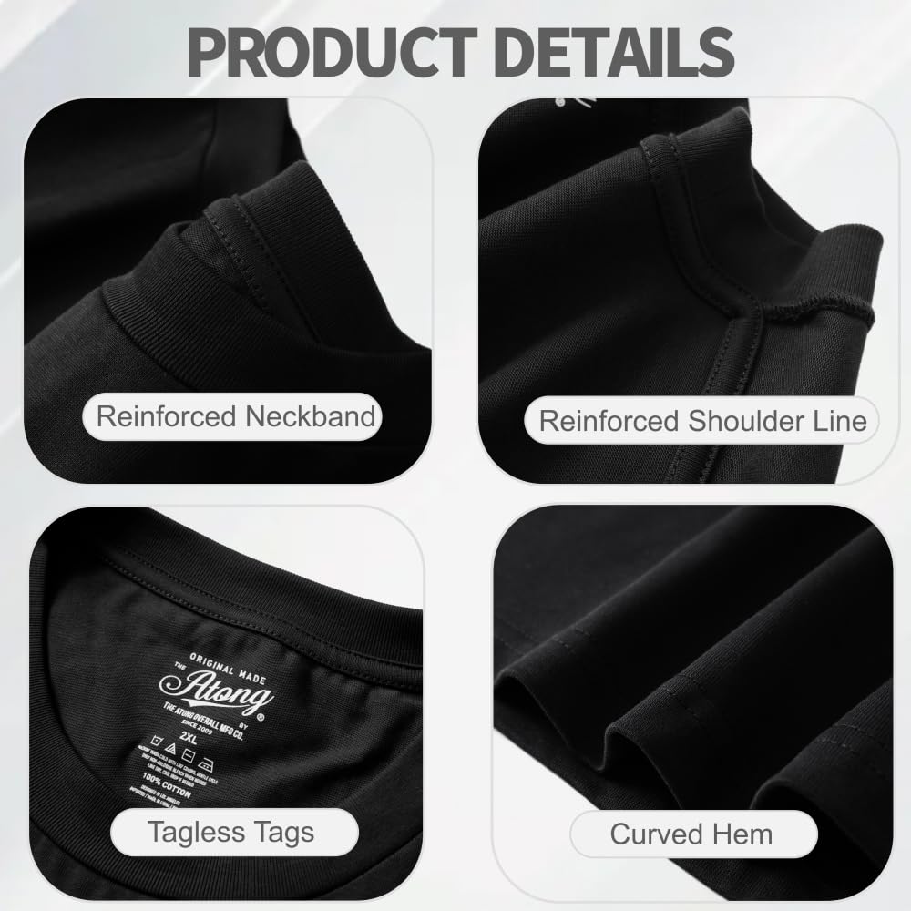 Plus Size Heavyweight T Shirt for Men Big and Tall - Stretch Cotton T-Shirt for Casual & Daily Wear. (Big Size Only)