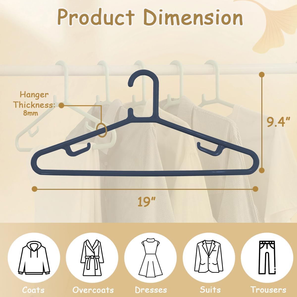 Urby Extra Wide Hangers for Plus Size Clothes, Plastic | Durable, Space-Saving, Ideal for Oversized XL & XXL Shirts, Coats & Dresses
