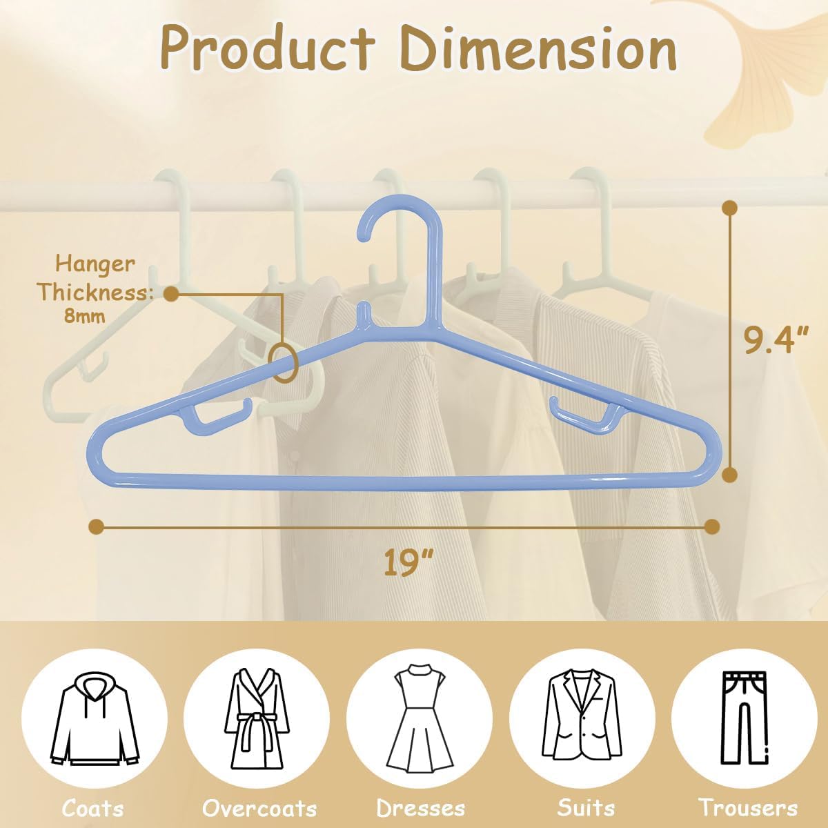 Urby Extra Wide Hangers for Plus Size Clothes, Plastic | Durable, Space-Saving, Ideal for Oversized XL & XXL Shirts, Coats & Dresses
