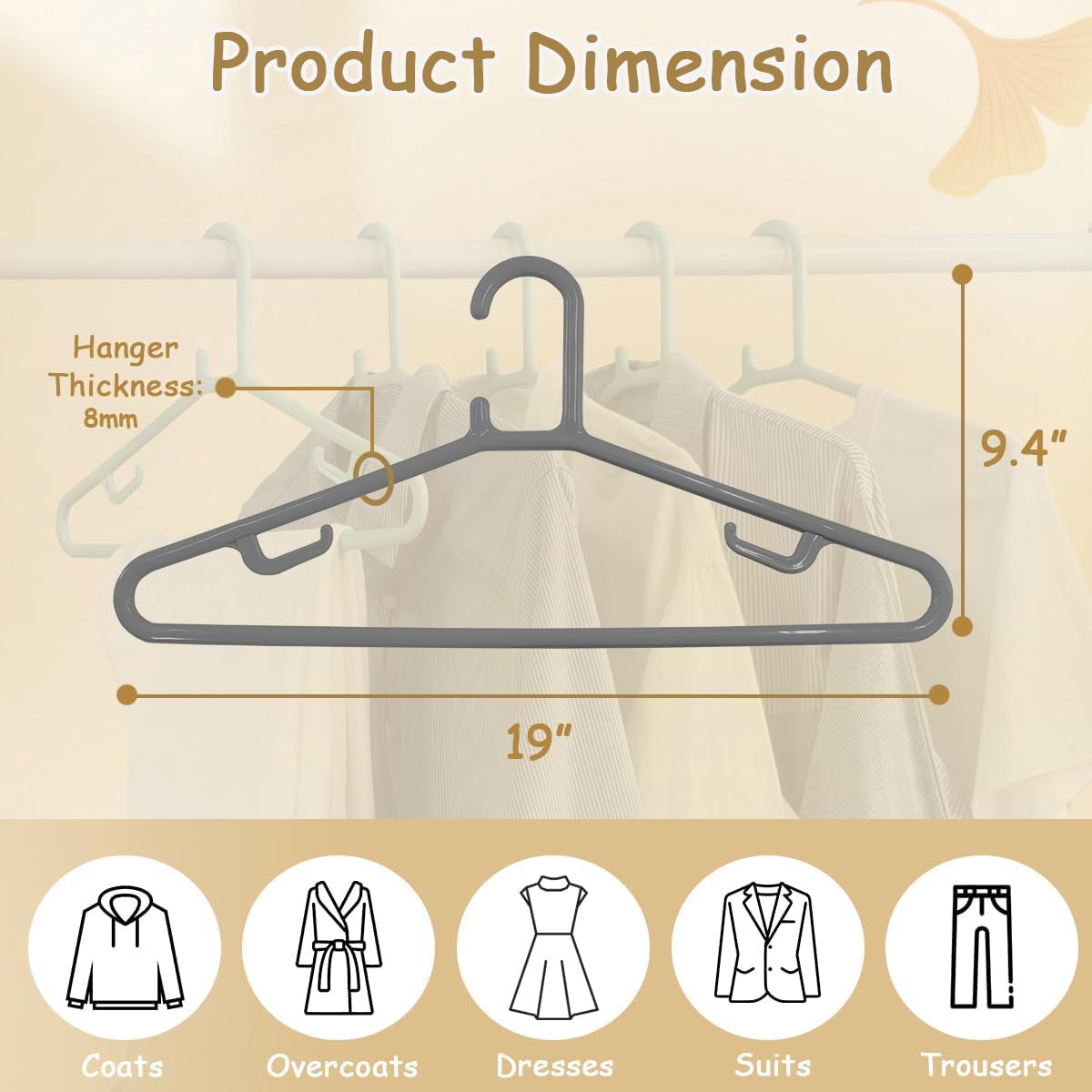 Urby Extra Wide Hangers for Plus Size Clothes, Plastic | Durable, Space-Saving, Ideal for Oversized XL & XXL Shirts, Coats & Dresses
