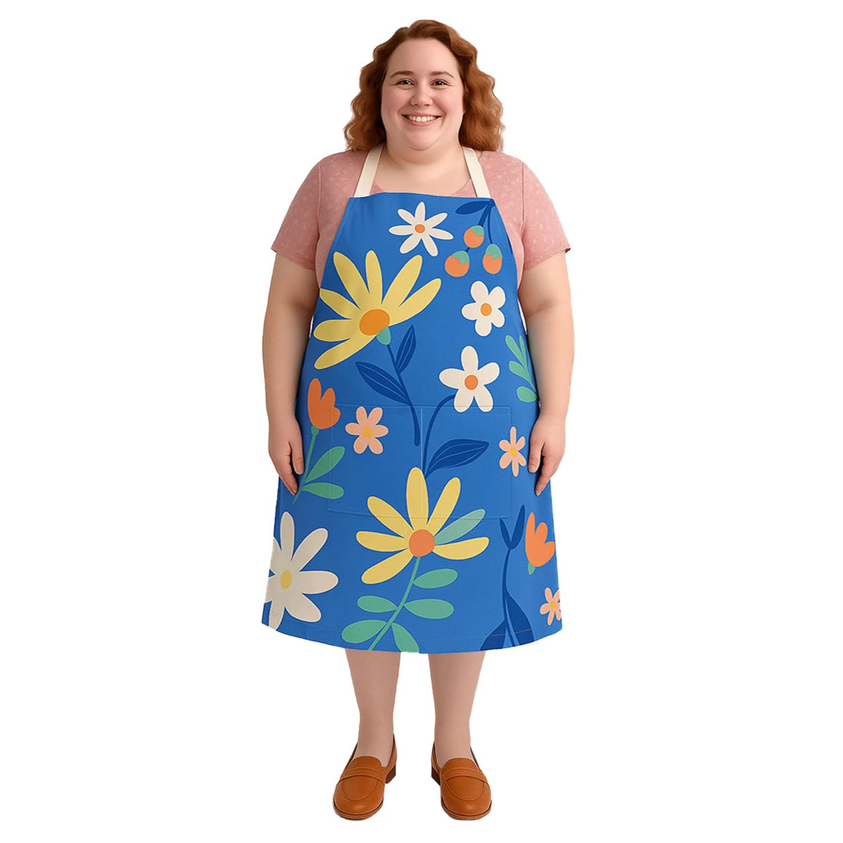 King Mills Plus Size Apron Women with Pockets, Farmhouse Style |  Cottagecore Kitchen Apron, For XL XXL or Waist W38+, Water Resistant, Machine Wash, Multi-use, Pockets