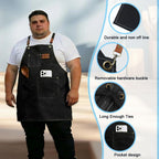 King Mills Plus Size Canvas Workshop Apron for Men, 3 Pockets | Plus Size Fit, Waterproof, Adjustable Strap, Hairstylist, Painting Smock for Adults, Large Pockets for Tools & Supplies