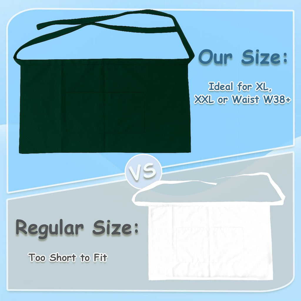 King Mills Unisex Waist/half Bistro Server Aprons with Pockets | Plus Size Apron XL XXL or Waist W40+,extra Large and Long.