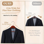 Urby Wide Shoulder Wooden Hangers | For Plus Size Cloth, No Shoulder Bump Design, Non Slip Pants Bar, For XXL Suit, Jackets, Heavy Cloths, Easy-to-Install Hook