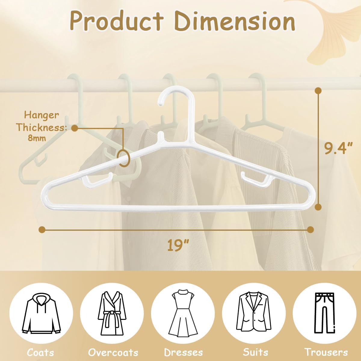 Urby Extra Wide Hangers for Plus Size Clothes, Plastic | Durable, Space-Saving, Ideal for Oversized XL & XXL Shirts, Coats & Dresses
