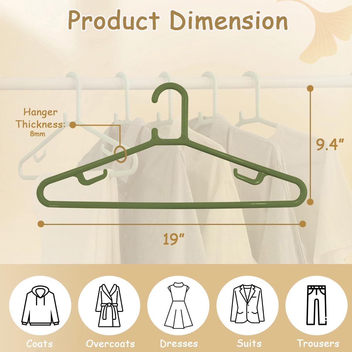 Urby Extra Wide Hangers for Plus Size Clothes, Plastic | Durable, Space-Saving, Ideal for Oversized XL & XXL Shirts, Coats & Dresses