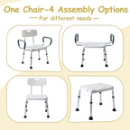 Plus Size Wide Shower Seats for Adults with Arms & Back.SQ | Semi Pre-Assembled, Bath Chairs for Seniors, or Big & Tall Person, 150kg Weight Capacity.