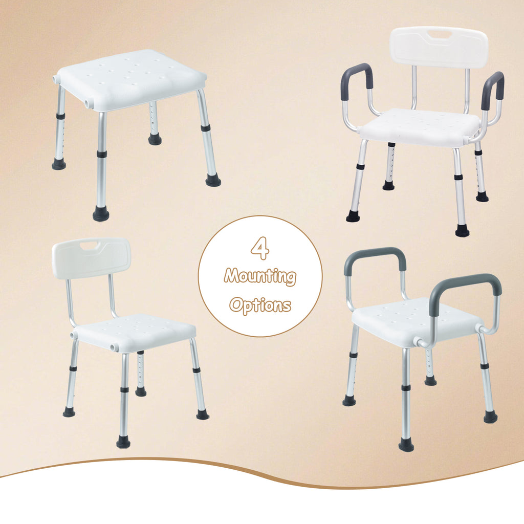 Plus Size Wide Shower Seats for Adults with Arms & Back.SQ | Semi Pre-Assembled, Bath Chairs for Seniors, or Big & Tall Person, 150kg Weight Capacity.