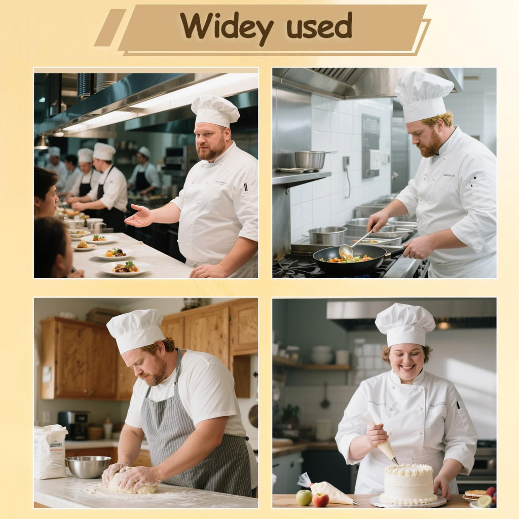Extra Large Chefs Hat Similar To Hat Size XL, XXL, 7 1/2 or up | Great Comfort, Chefs With Larger or Bigger Head, Adjustable Elastic Band, For restaurants, food server cap, pubs