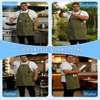 King Mills Plus Size Canvas Workshop Apron for Men, 3 Pockets | Plus Size Fit, Waterproof, Adjustable Strap, Hairstylist, Painting Smock for Adults, Large Pockets for Tools & Supplies