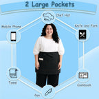King Mills Unisex Waist/half Bistro Server Aprons with Pockets | Plus Size Apron XL XXL or Waist W40+,extra Large and Long.