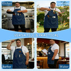 King Mills Plus Size Canvas Workshop Apron for Men, 3 Pockets | Plus Size Fit, Waterproof, Adjustable Strap, Hairstylist, Painting Smock for Adults, Large Pockets for Tools & Supplies