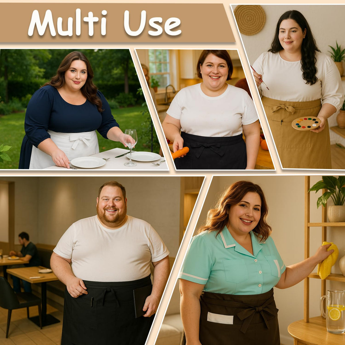Urby Waist/half Aprons For Women With Pockets Plus Size Apron XL XXL or Waist W40+, Mandiles Para Mujer Para Trabajo