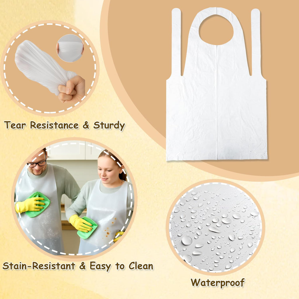 Urby Extra Large Disposable Aprons, Full Body Coverage | Plastic, Plus Size Disposable Aprons, Painting, Picnic Party, Medical Uses, Double the thickness, Long ties, Tear-resistant
