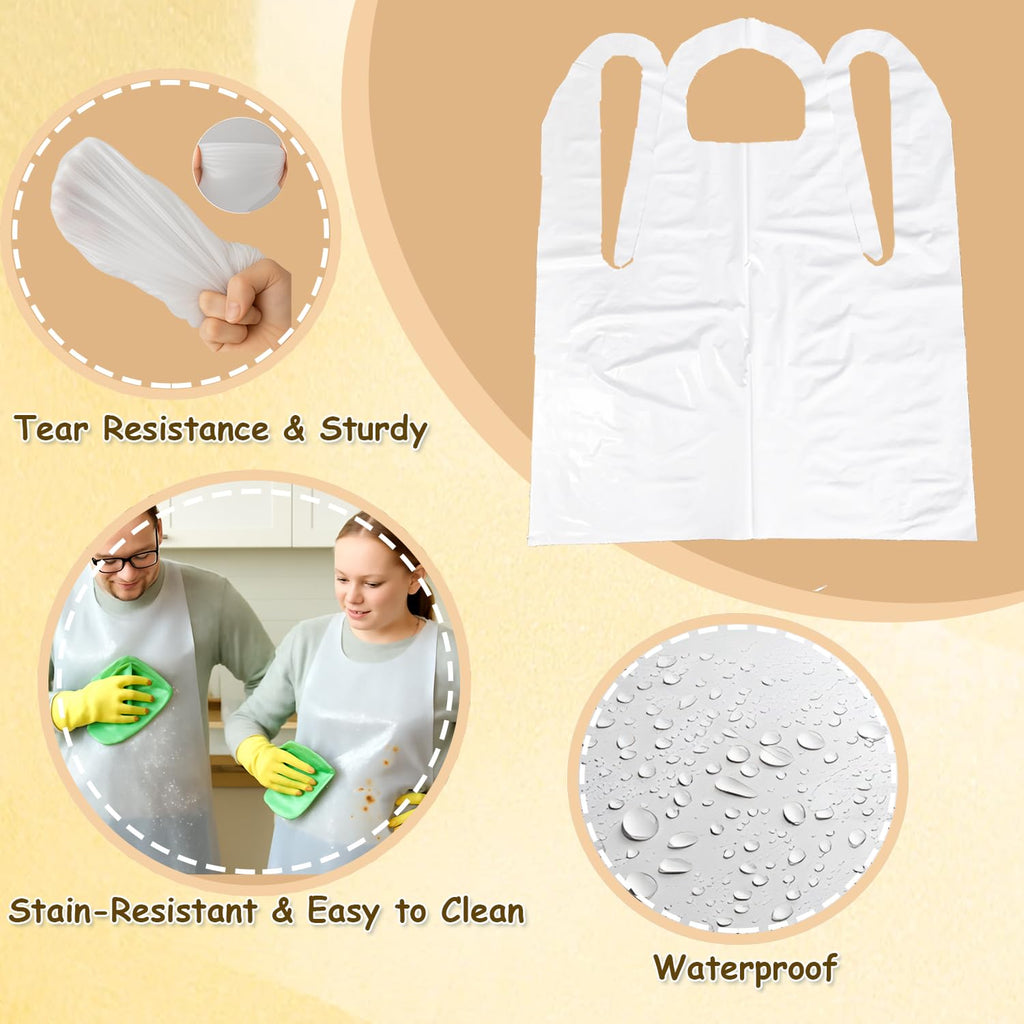 Urby Extra Large Disposable Aprons, Full Body Coverage | Plastic, Plus Size Disposable Aprons, Painting, Picnic Party, Medical Uses, Double the thickness, Long ties, Tear-resistant