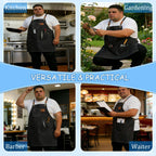 King Mills Plus Size Canvas Workshop Apron for Men, 3 Pockets | Plus Size Fit, Waterproof, Adjustable Strap, Hairstylist, Painting Smock for Adults, Large Pockets for Tools & Supplies