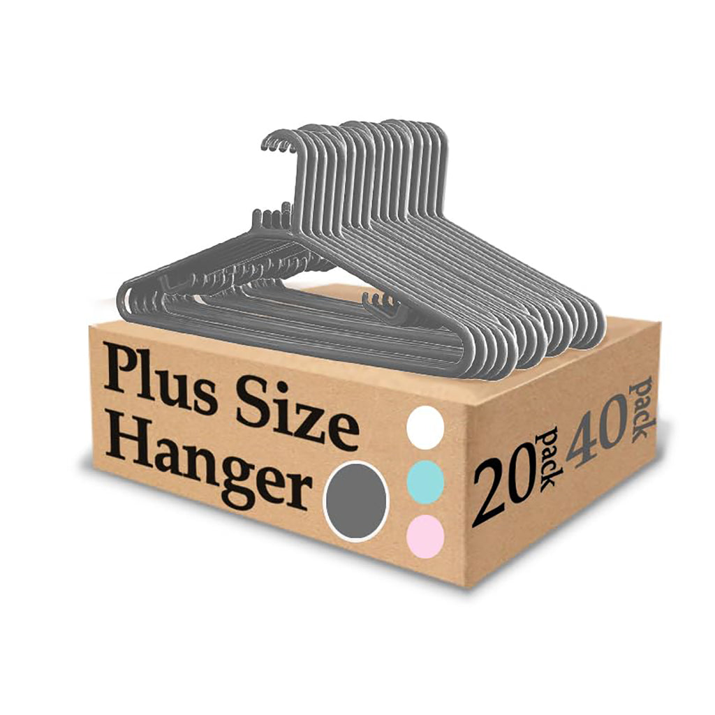 Urby Extra Wide Hangers for Plus Size Clothes, Plastic | Durable, Space-Saving, Ideal for Oversized XL & XXL Shirts, Coats & Dresses