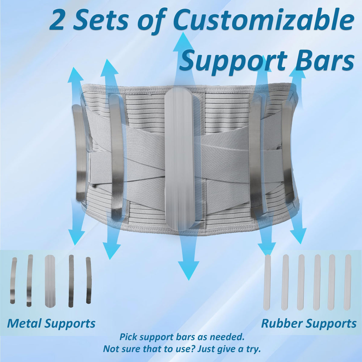Customizable Dual Stability Panels, Max Version, Plus Size Lower Back Lumbar Wrap Extended Sizing, Lightweight