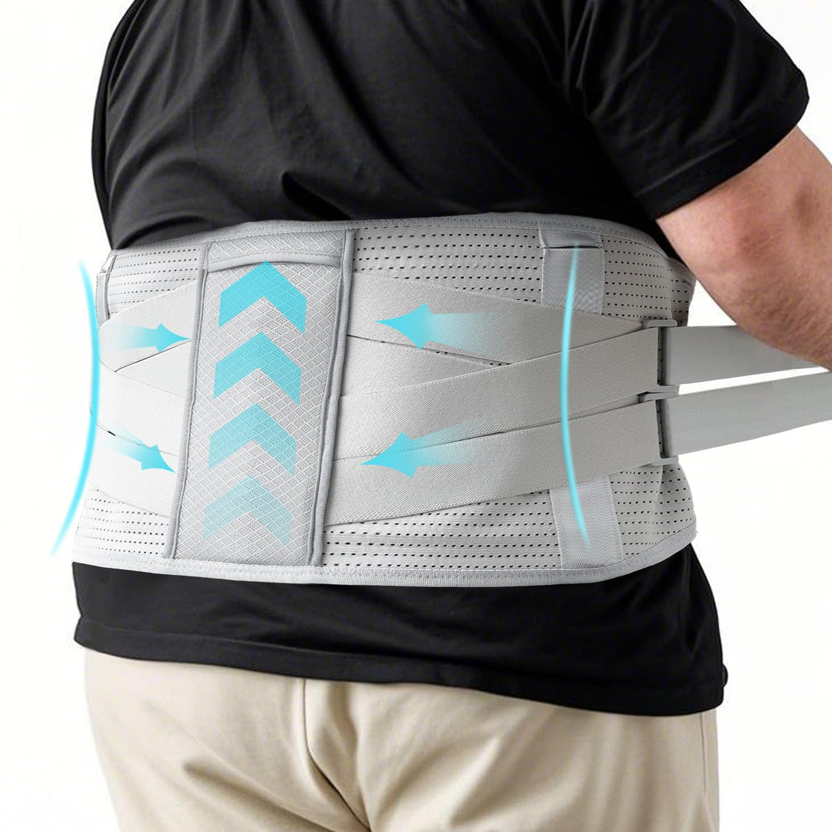 King Mills Plus Size Lower Back Lumbar Wrap Extended Sizing, Customizable Dual Stability Panels, Lightweight